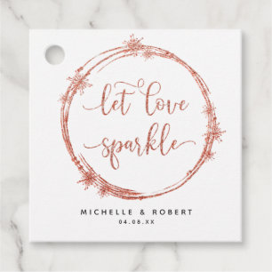 let Love Sparkle, Blush, Rose Gold Favour Tags