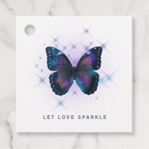 Let Love Sparkle Butterfly and Lace Wedding Favour Tags