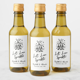 Let Love Sparkle Hand Drawn Black Wedding Wine Label