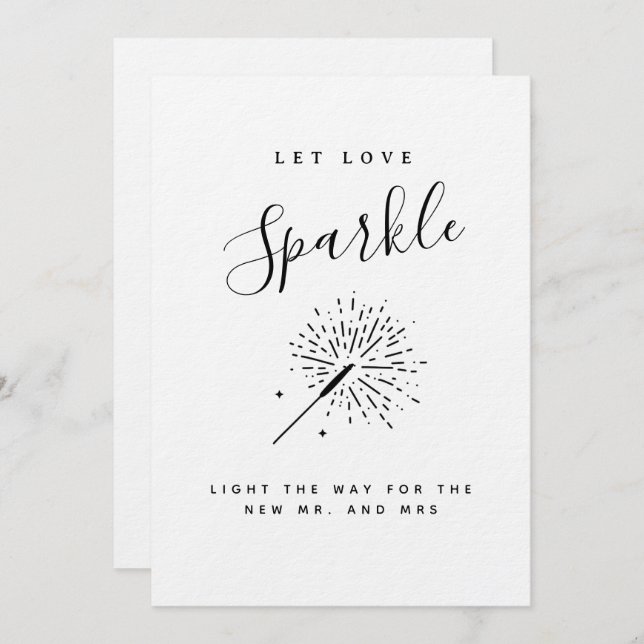 Let Love Sparkle Modern Minimalist Wedding  Invitation (Front/Back)