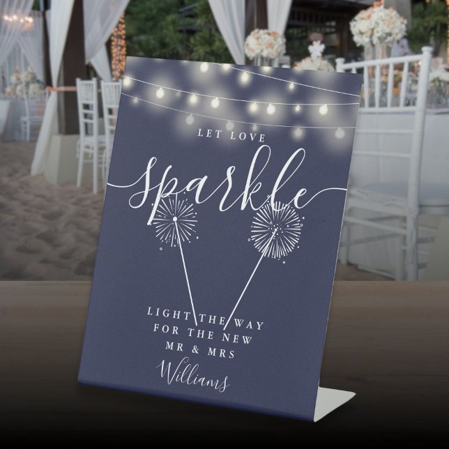 Let Love Sparkle Navy Blue String Lights Pedestal Sign (Let Love Sparkle Navy Blue String Lights Pedestal Sign)