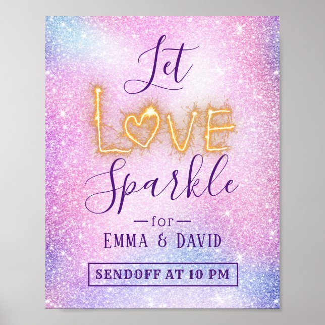 Let Love Sparkle Pastel Glitter Send Off Wedding Poster (Front)