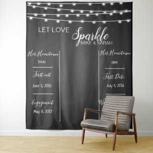 Let love sparkle photo Booth banner Tapestry