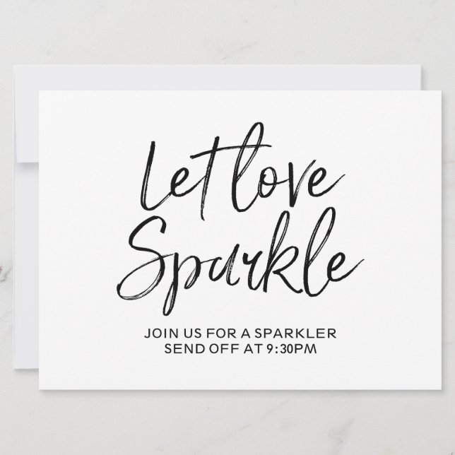 "Let love sparkle" Wedding Sign | Stylish Lettered Invitation (Front)