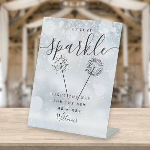 Let Love Sparkle Winter Black Signature Script Pedestal Sign
