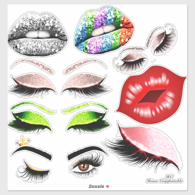 Let Me Kiss Your Eyes & Lips Scrapbooking Sticker (Sheet)