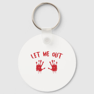 Let Me Out Bloody Hand Print Pregnant Halloween Co Key Ring