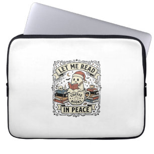 Let Me Read In Peace Ghost Book Lover Halloween De Laptop Sleeve