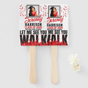Let Me See you WALK Red & Black Graduation Photo Hand Fan