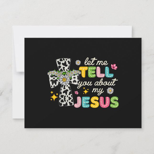 Let Me Tell You About My Jesus Groovy Christian Re RSVP Card (Front)