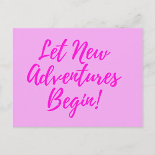 Let New Adventures Begin - pink - postcard