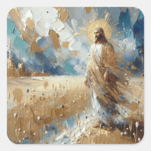 Let Not Your Heart Be Troubled - Jesus Series Art Square Sticker