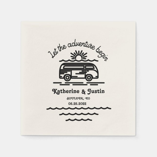 let our adventure begin rustic wedding napkin (Front)