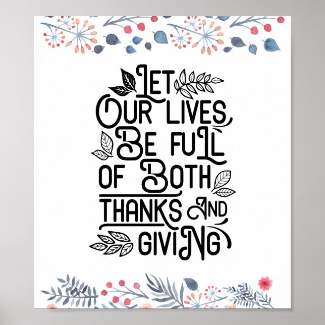 Let our lives be full of both thanks and giving poster (Front)