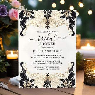 Let Retro Arabic Exotic Bold Damask Bridal Shower Invitation