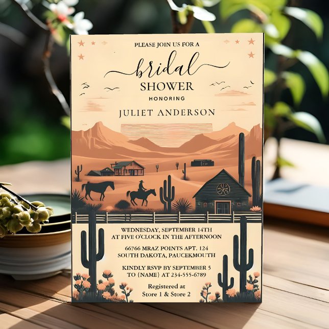 Let Rodeo Retro Horse Rustic Western Bridal Shower Invitation (Creator Uploaded)
