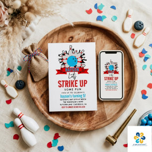 Let’s Bowl! Fun Kids 5th Birthday Party Bowling Invitation