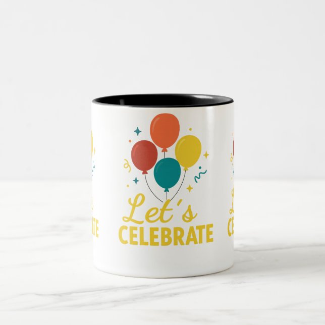 Let’s Celebrate Balloons Two-Tone Coffee Mug (Center)