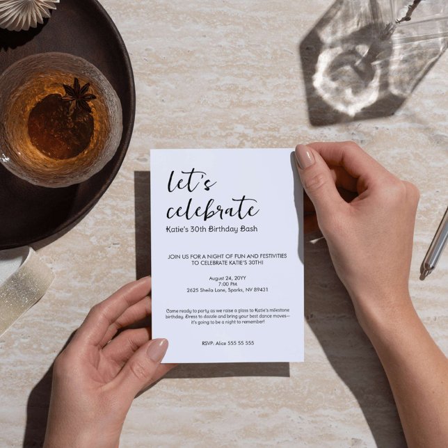 Let’s Celebrate Milestone Birthday Party Invitation (Chic and minimalist, this invitation pairs modern typography with a personal touch...)