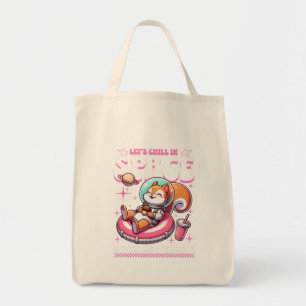 Let’s Chill in Space Cute Astronaut Illustration Tote Bag