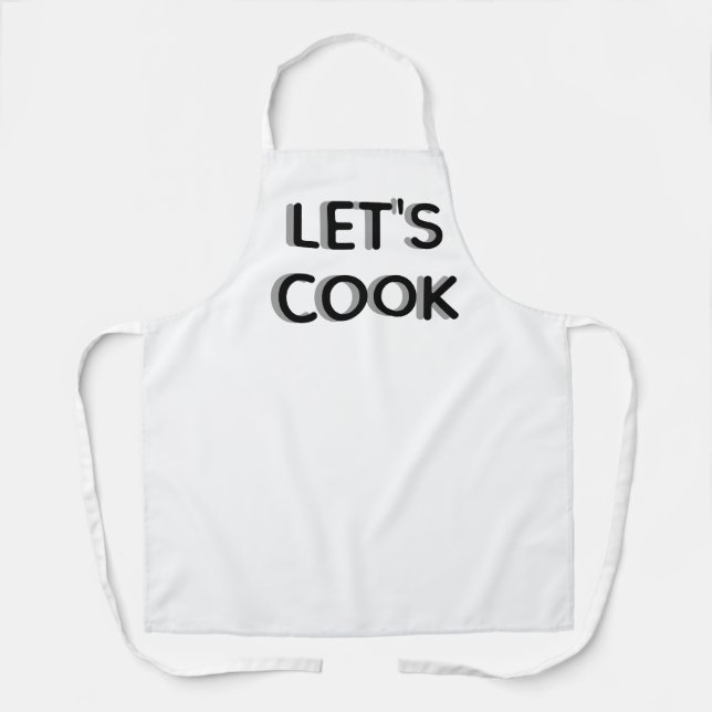  “Let’s Cook” White Apron – Motivational Chef Quot (Front)