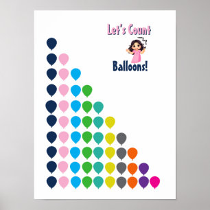 Let’s Count Balloons! Colourful Numbers Learning Poster
