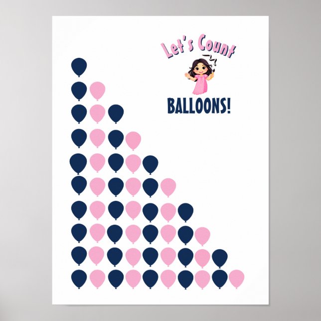 Let’s Count Balloons! Colourful Numbers Learning Poster (Front)