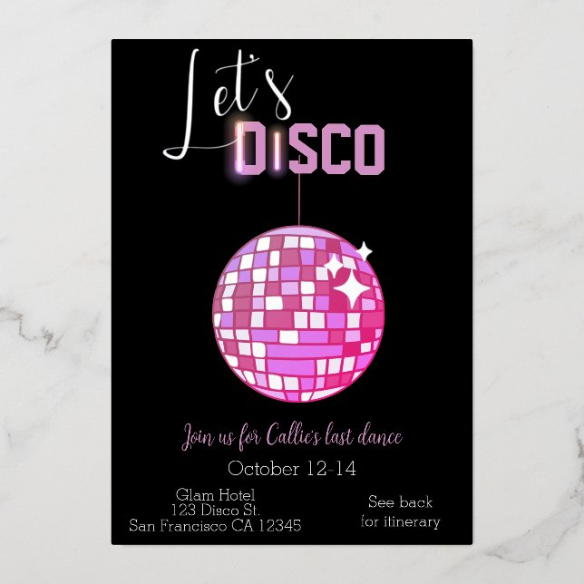 Let’s Disco Bachelorette Last Dance Neon (Front)