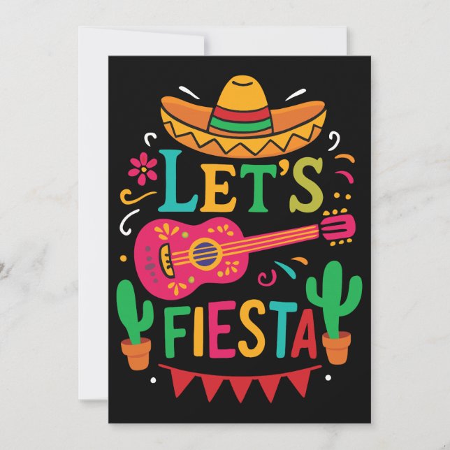 Let’s Fiesta – Bright Mexican Party Style Invitation (Front)