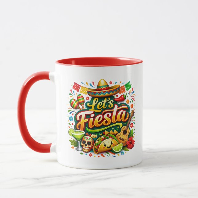 Let’s Fiesta Cinco De Mayo Mug – Colourful Mexican (Left)