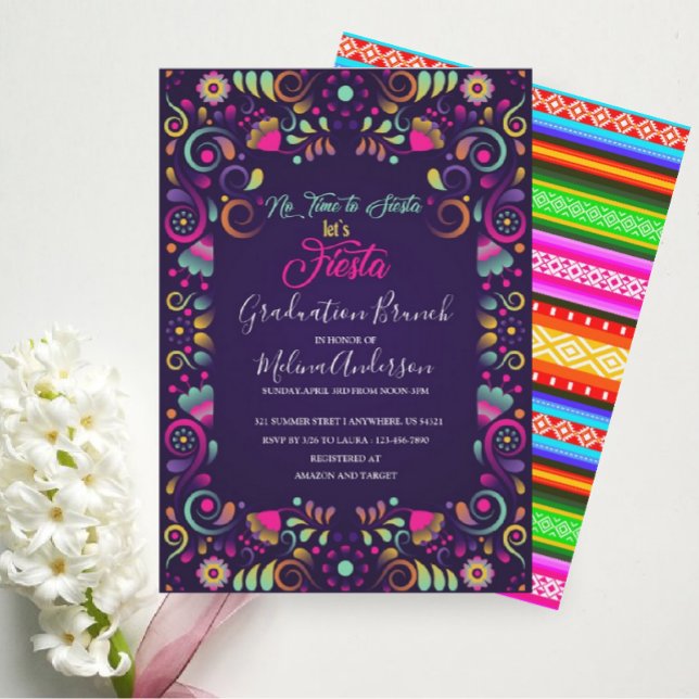 Let`s Fiesta watercolor Graduation Brunch Invitation (Creator Uploaded)