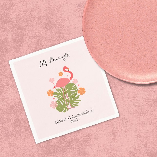 Let’s Flamingle Pink Flamingo Bachelorette Weekend Napkin (Creator Uploaded)