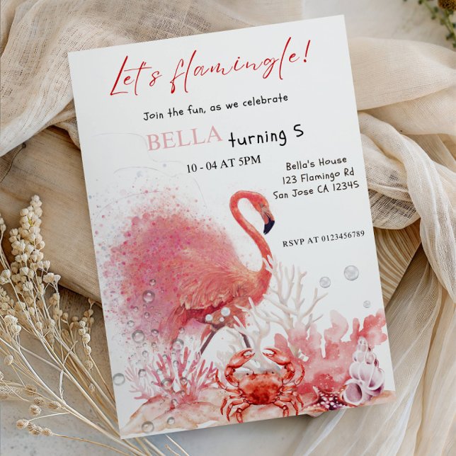Let’s Flamingle! Pink Flamingo Girl Birthday Party Invitation (Creator Uploaded)