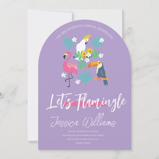 Let’s Flamingle! Tropical Bridal Shower Bash Invitation (Front)