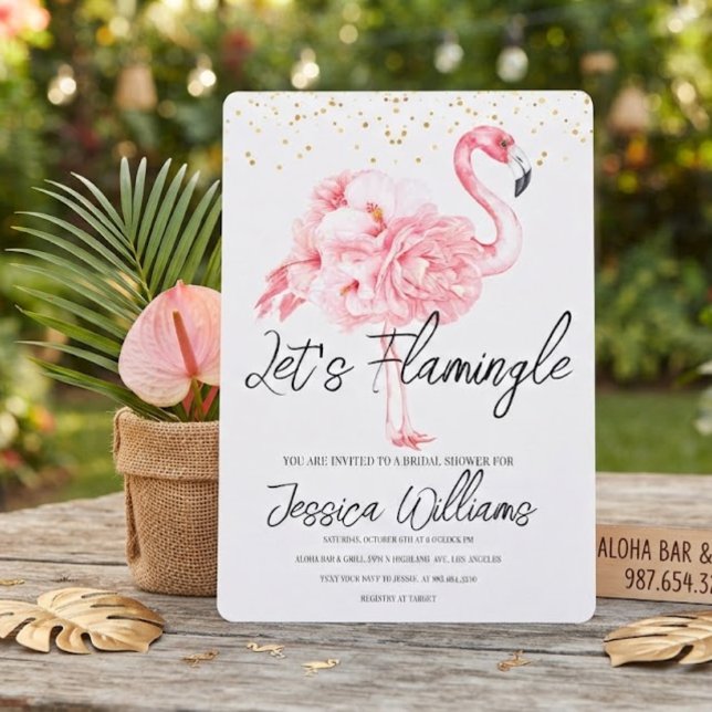 Let’s Flamingle! Tropical Bridal Shower Bash Invitation (Creator Uploaded)