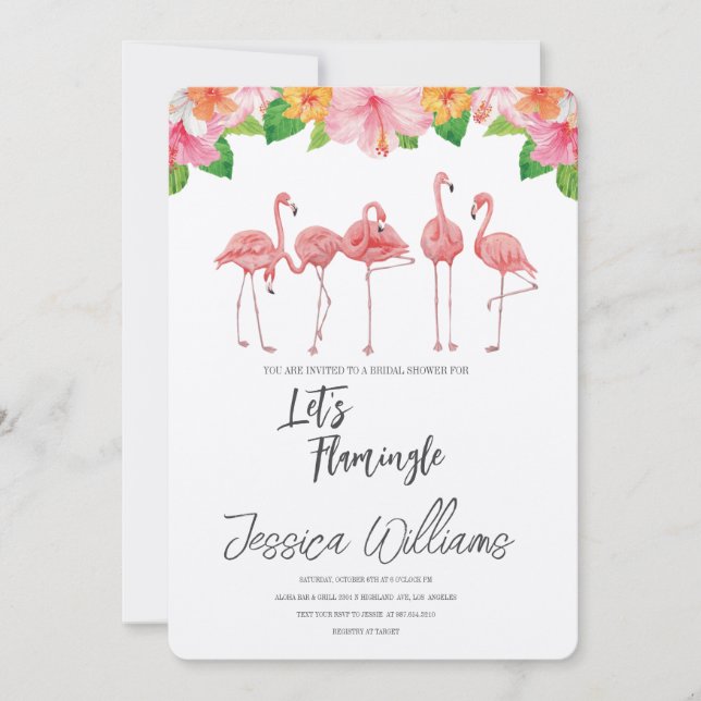 Let’s Flamingle! Tropical Bridal Shower Bash Invitation (Front)