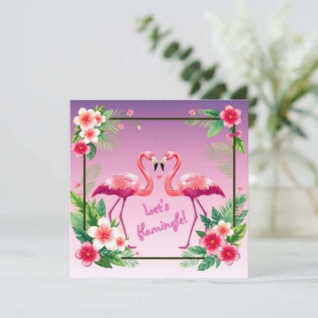 Let’s Flamingle Valentine’s Day Holiday Card (Standing Front)