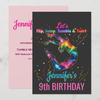 Let’s Flip, Jump, Tumble & Twirl Birthday Girl Invitation
