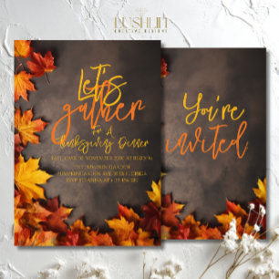 Let’s Gather for Thanksgiving Dinner Fall Leaves Invitation