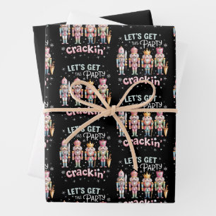 Let’s Get Crackin’ Christmas Party Nutcracker Xmas Wrapping Paper Sheet