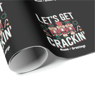 Let’s Get Crackin’ This Christmas Funny Retro Nut Wrapping Paper