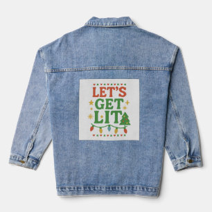 Let’s Get Lit Christmas Party Shirt • Retro Xmas L Denim Jacket
