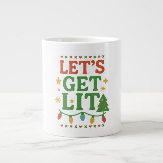 Let’s Get Lit Christmas Party Shirt • Retro Xmas L Large Coffee Mug