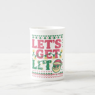 Let’s Get Lit Christmas Shirt • Funny Ugly Sweater Bone China Mug