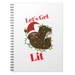 Let’s Get Lit Christmas Sloth Notebook