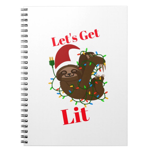 Let’s Get Lit Christmas Sloth Notebook (Front)