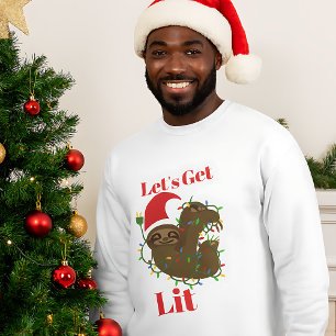 Let’s Get Lit Christmas Sloth Sweatshirt