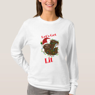 Let’s Get Lit Christmas Sloth T-Shirt