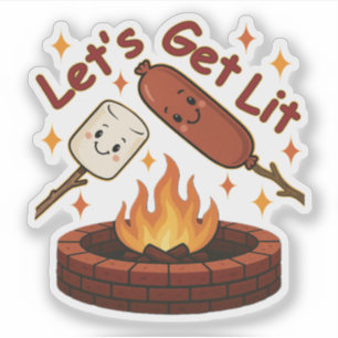 Let’s Get Lit Firepit – Cute Marshmallow & Hot Dog