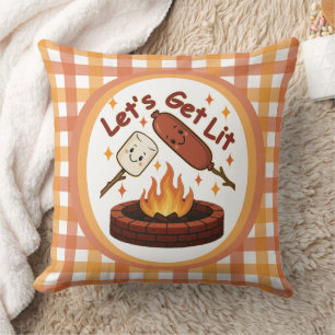 Let’s Get Lit Firepit – Cute Marshmallow & Hot Dog Cushion